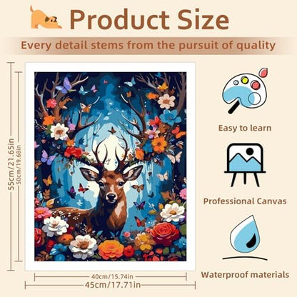 Reivworl Deer Paint by Numbers Kit for Adults Beginner 16×20 inch - Image 4