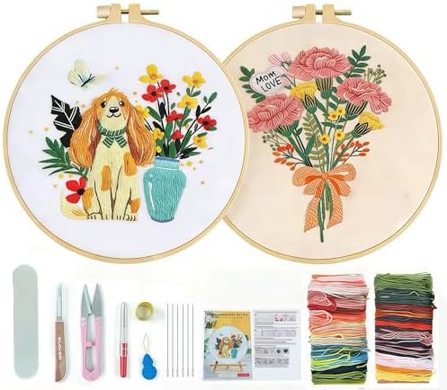 HoMaNa 2 Pack Embroidery Kit, DIY Hand Adults Cross Stitch Kit Set by HoMaNa