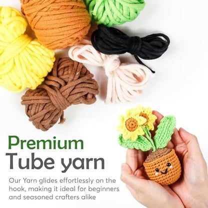 A-URA Sunflower Crochet Kit for Beginners, Knitting Kit for Kids and Adults - Image 2