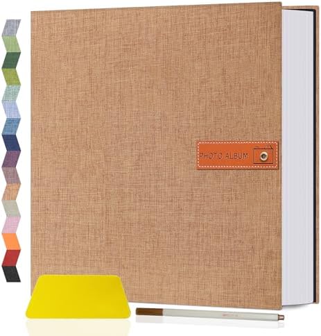 Popotop Large Photo Album Self Adhesive 4x6 5x7 8x10 Scrapbook Album DIY Picture Book,Gifts for Mom,Family Baby and Wedding,with Metal Pen and Plastic Board by Popotop