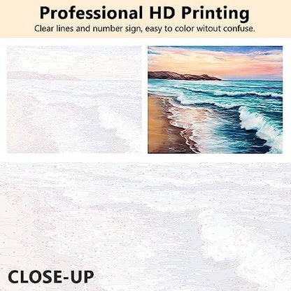 TUMOVO Colorful Seaside Landscape Paint by Numbers Craft Kit for Adults - Image 2