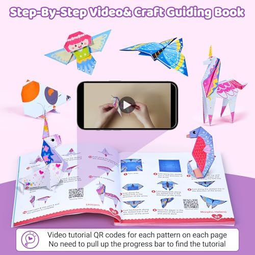 GAMENOTE Origami Kit for Kids Ages 8-12, 72 Fantasy Projects, 180 Sheets - Image 4