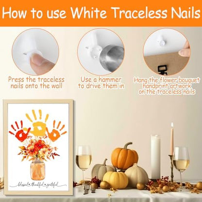 Fall Thanksgiving Flower Bouquet Handprint Art Craft DIY Kit Thanksgiving Day Family Handprint Bouquet in Vase Keepsake with Wood Frame Fall Thankful DIY Gifts for Mom Dad Holiday Birthday 12x16 Inch - Image 5