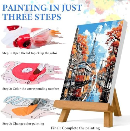PRASIO Paint by Numbers Kit for Adults Beginner, Landscape Adult Paint by Number Kits, DIY Acrylic Paint by Numbers Kit for Adults Canvas for Home Decor Gift 16x20 Inch - Image 5