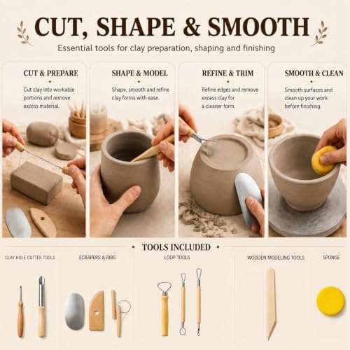 39PCS Pottery Tools Kit, Ceramic Tools, Clay Sculpting Tools (39Pcs) - Image 6