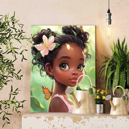 DIY Paint by Numbers for Adults Cute Liitle Girl Painting Acrylic Paint African American Girl DIY Digital Oil Painting Kits Black History Canvas Wall Art Living Room Decor 16x20 Inch（DlY Frame ） - Image 3
