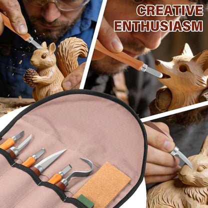 Wood Carving Kit, 19pcs Wood Carving Tools with 3 Wood Carving Knives 3 Detail Knives 8 Blocks, Whittling Kit DIY Art Craft Gift for Adults - Image 3