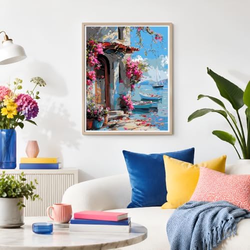 NXIKYO Seaside House Paint by Number for Adults Beginners, Scenery Adults Paint by Numbers Kits on Canvas, DIY Oil Painting Acrylic Paints for Home Wall Art Decor(16x20inch) - Image 6