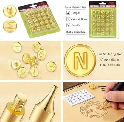 Wood Burning Tips Letters Set, Alphabet Template Branding tip for Embossing and Carving Crafts Carving Iron Paste Tool Adult Embossing Beginner DIY 28Pcs - Image 6