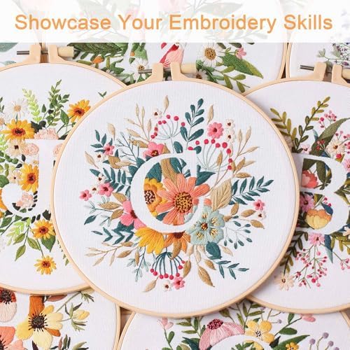 Harimau Letter C Pattern Embroidery Kit for Adult Beginners, Complete Starter Pack with 1 Hoop, Needles, Instruction Guide & Embroidery Stitch Video Tutorials - Image 7