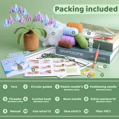 kgxulr Crochet Kit, Bluebell Crochet Kit for Beginners, Crochet Flowers Kit - Image 2