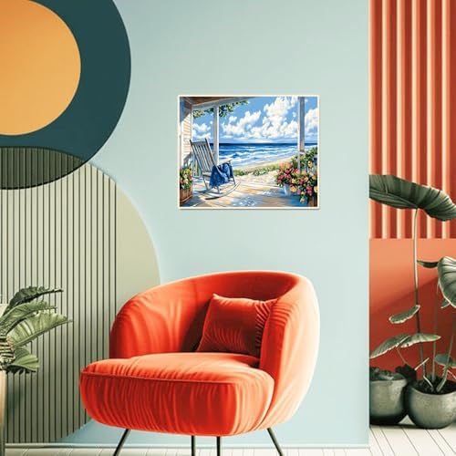 Beach Paint by Numbers Kit for Adults Beginner Landscape Oil Painting Kit Adult Paint by Number Kits on Canvas Ocean DIY Painting for Beginners Art by Numbers for Gifts Home Wall Decor 16x20 Inch - Image 3