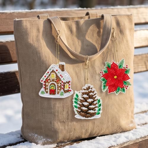 LAKEQUILL Winter Holiday 12 Pcs 5D Diamond Painting Keychain Kit - Image 2