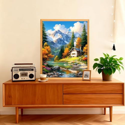 AIRDEA Landscape Paint by Numbers for Adults 16x20in Mountains and Rivers Painting by Number Kits for Beginner Frameless Easy Acrylic Oil Painting on Canvas with Paints and Brushes - Image 2