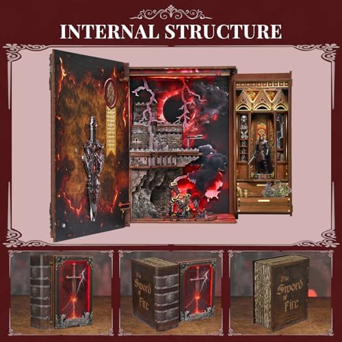 Book Nook Kit, Sword of Fire DIY Miniature Dollhouse Magic Booknook Kit - Image 5
