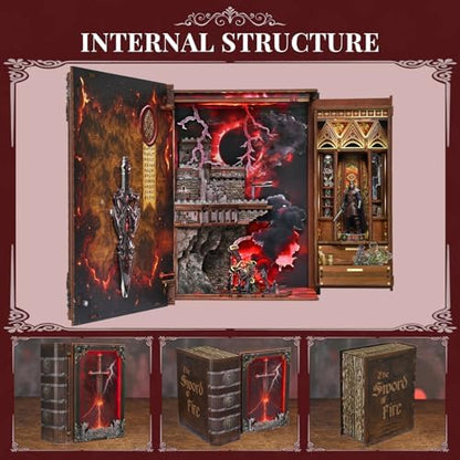 Book Nook Kit, Sword of Fire DIY Miniature Dollhouse Magic Booknook Kit - Image 5