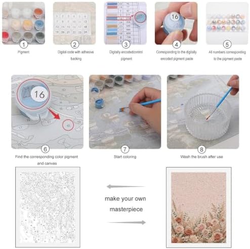 Paint by Numbers Kit for Adults Beginner Art Decor Blush Rose Meadow - Image 3