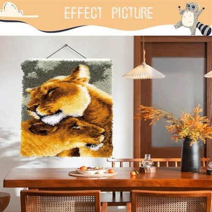 EMISTEM Loving Lion Family Latch Hook Kits for Adults Beginners, 20“ X 15" - Image 3