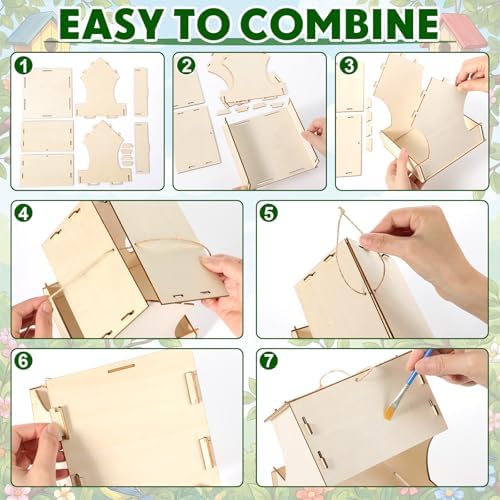 DoubleFill 36 Pack Wooden Bird Feeder Kits, DIY Bird House Kits, Build and Paint Craft for Adults, Unfinished Birdhouse Wood Craft for Educational Fun Art Outdoor Activities Gift - Image 5