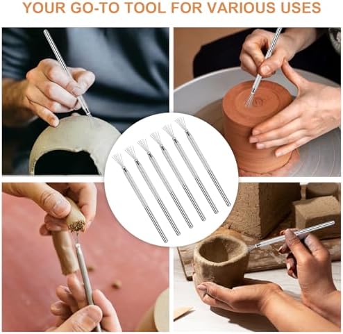 4 Pcs Ceramic Tools Polymer Clay Wire, Ymapinc Feather Wire Scoring Tool Pottery Tools Clay Needle Ceramics Texture Tool for Ceramic Sculpting Texturing Modeling Scoring Pottery Supplies - Image 6