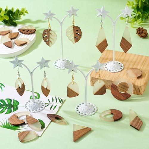 FASHEWELRY Glow in The Dark Resin Wood Earrings Charms Geometry Luminous Wooden Earring Blanks Glow Light Teardrop Wooden Earring Findings for Jewelry Making, 98Pcs - Image 3