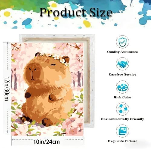 Paint by Numbers Kit for Adults-Capybaras, DIY Canvas Oil Painting 10x12In - Image 3