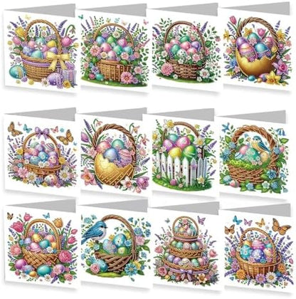 12 Packs Diamond Art Cards Kit, Diamond Painting Greeting Cards with Envelopes, DIY Card Making Kits for Adults, Gifts for Families, Friends, Partners (Easter Eggs) by Unknown