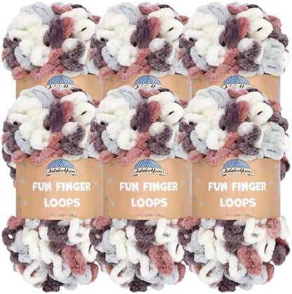 JubileeYarn Fun Finger Loops Yarn - 100g/Skein Jumbo Polyester - Hermes - 6 Skeins by BambooMN
