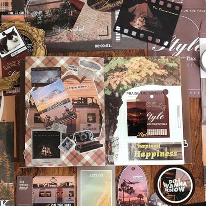 Scrapbooking Supplies Kit, Aesthetic Daily Life Travel Scrapbook Kit for Bullet Junk Journal, Stationery, A6 Grid Notebook, Flower DIY Journaling Supplies, Birthday Craft Gift Teen Girl Women - Image 7