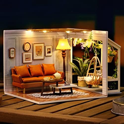 CUTEROOM DIY Miniature House Kit - Mini Craft Rooms for Adults with LED Lights, Realistic Mini Dollhouse Kit Building Model Kit, Creative Home Decor Gift- Warm Moment - Image 3