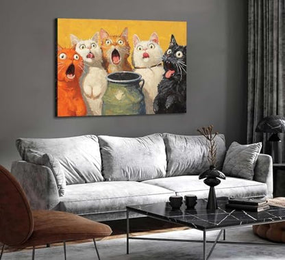 Surprised Cats Paint by Numbers Kit for Adults Framed Canvas, Frameworkless - Image 6