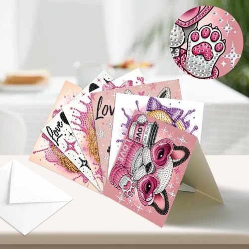 MVVMTOP 6pcs Diamond Art Painting Greeting Card, DIY Dog and Coffee Diamond Art Greeting Card for Blessing and Wishe Special Shaped Diamond Arts Crafts for Birthday Thanksgiving Day - Image 4