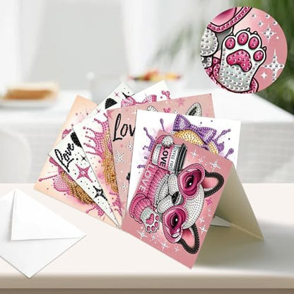 MVVMTOP 6pcs Diamond Art Painting Greeting Card, DIY Dog and Coffee Diamond Art Greeting Card for Blessing and Wishe Special Shaped Diamond Arts Crafts for Birthday Thanksgiving Day - Image 4