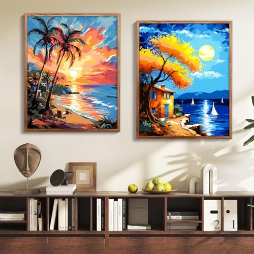 ZTOTZ Paint by Numbers Beach Ocean, Summer Paint by Numbers kit for Adults Beach,Holiday Paint by Numbers for Adults Wall Decor(16x20in) - Image 4