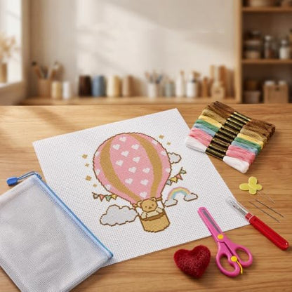 23Pcs Hot Air Balloon 18 Mesh Needlepoint Canvas Kit for Beginners Adults - Image 4