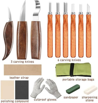 AUGSUN 17Pcs Wood Whittling Carving Tools for Beginners - Image 2