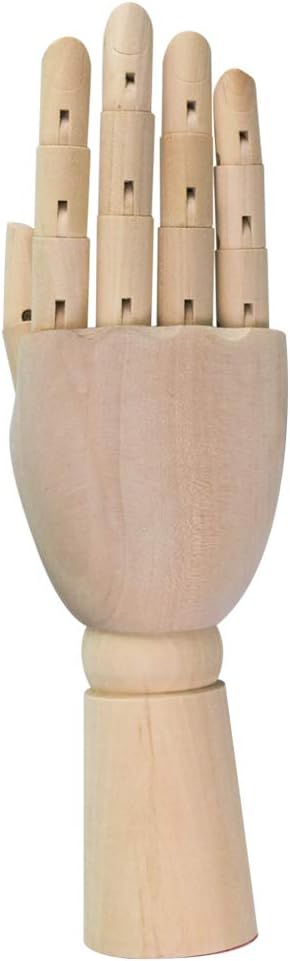 HSOMiD Flexible Wooden Hand Model Moveable Wooden Artists Manikin Hand Figure 10 Inches Right Hand Model for Sketching Drawing Painting Home Office Desk Decoration(10 Inch Right Hand)