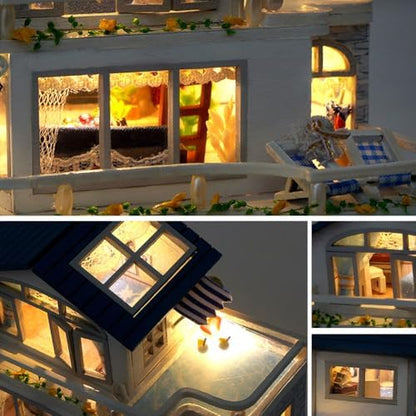 DIY Miniature House Kit with LED Light, Mini Villa House Kit,Doll House Kits for Adults to Building,Wooden Dolls House Kits to Build for Adults Birthday Gift - Image 5