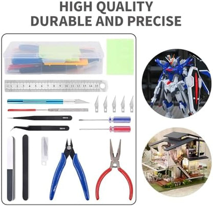 Kisoy 17PCS Model Kit Tools, Gundam & Dollhouse Essential Set with Case - Hobby Tools for Building, Repairing Airplane, Car and Robot Models - Image 5
