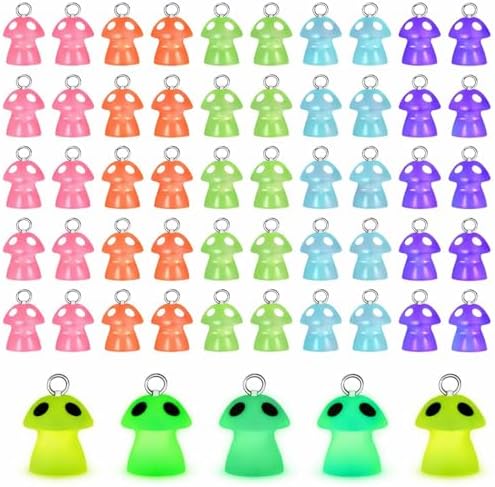 Jetec 50 Pieces DIY Mushroom Resin Charm Pendant Jewelry Finding Charm DIY Decor Making Resin for Women Bracelet Necklace Earrings Keychain Craft by Jetec