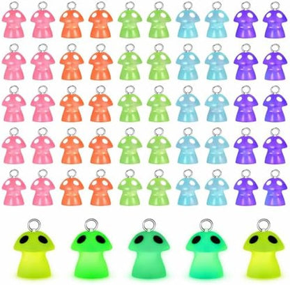 Jetec 50 Pieces DIY Mushroom Resin Charm Pendant Jewelry Finding Charm DIY Decor Making Resin for Women Bracelet Necklace Earrings Keychain Craft by Jetec