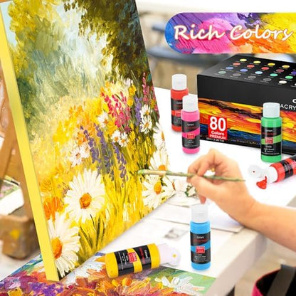 Caliart 80 Colors Acrylic Paint Set with 12 Brushes - Image 2