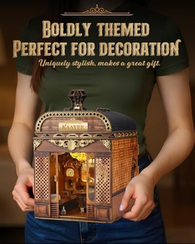 Book Nook Kit, 3D Wooden Puzzles for Adults, DIY Miniature House Kit for Adults, Booknook with LED Light, Gifts for Family, Friends and Book Lovers, Bookshelf Decor(Retro Train) - Image 7