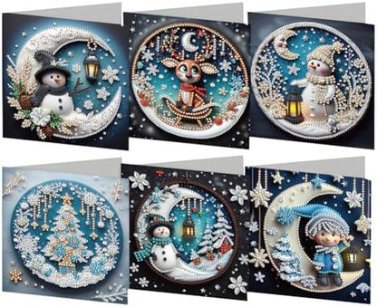 6pcs DIY Diamond Art Christmas Cards Kit with Envelopes & Tools-Diamond Dot Greeting Cards,Xmas 5D Rhinestones Painting for Adults,DIY Craft Family Friend Xmas Gifts(Christmas Snowman) by Unknown