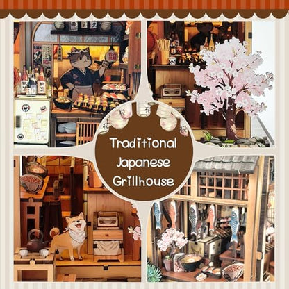 DIY Book Nook, Miniature House Kit with LED Lights - Yakitori Grill House - Image 3