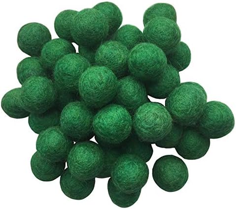 Elaine Room 2cm 20mm Wool Felt Balls Beads 100% Natural Wool Felting Woolen Felted Fabric for Home Decor Dream Catcher DIY Garland Crafts Handcrafts Project DIY (Green 50pcs) by Elaine+Room