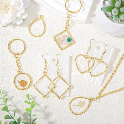 Gartful Open Bezels for Resin Jewelry Making, Engraved Hollow Frame Pendants with 100PCS Jump Rings, Craft Bezels for Necklace, Earring, Craft Supply, 4 Styles(Round, Heart, Square, Teardrops) - Image 6