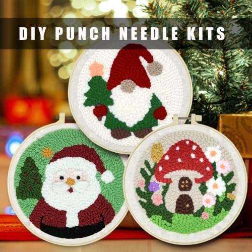 HYINUS DIY Punch Needle Kit for Beginners, All-in-One Embroidery Starter Set for Adults & Teens with Pre-Stamped Fabric, Soft Yarn & Adjustable 7.87IN Hoop for Wall Art & Home Decor Craft (Gnome) - Image 4