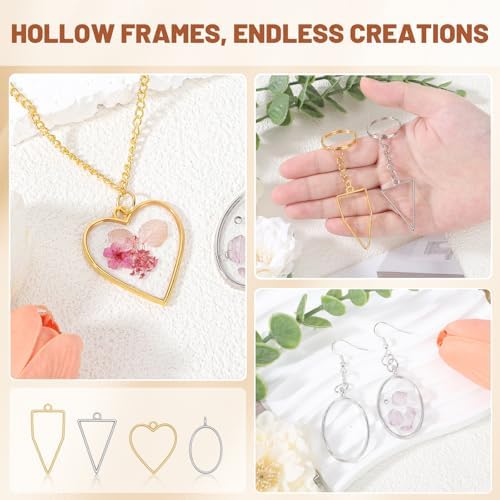 Gartful 60PCS Open Bezels for Resin Jewelry Making, Earring Making Kit, Geometric Frame Charms for Pendants, Earrings, Necklaces, DIY Crafts, 10 Styles - Image 3