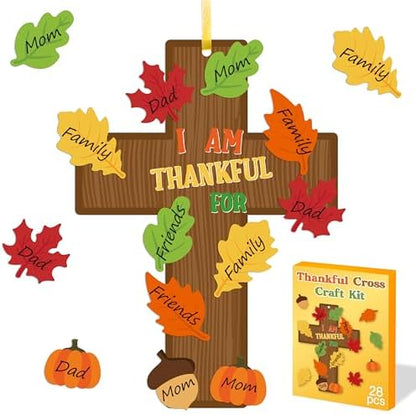 Haooryx Fall Christian Cross Craft Kit Make Your Own Thankful Craft Supply by Haooryx